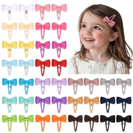 Ruyaa Hair Clips, 40-Pack Premium Quality Lightweight Hair Bows Snap Clips in 20 Colors, Baby Barrettes, Hair Pins, Hair Bows for Pigtails, Hair Accessories for Kids Children