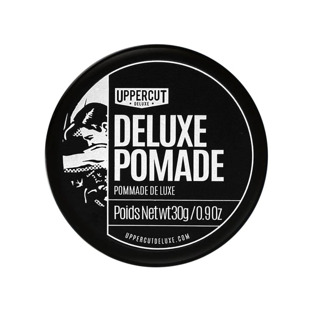 UPPERCUT DELUXE Deluxe Pomade, 0.9 oz / 30g - Strong Hold, High Shine Hair Pomade - Water-Based, Easy Washout - Classic Barber Styling for Slick Backs, Side Parts & Pompadours
