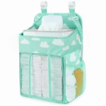 Maliton Hanging Diaper Caddy Organizer - Diaper Stacker Organizer for Changing Table, Crib, Playard & Nursery Organization Diaper Holder Baby Shower Gifts for Newborn (Blue-Green)