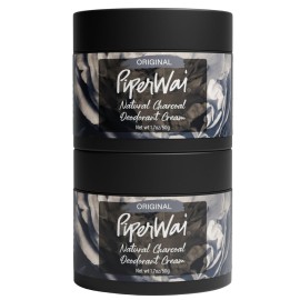 PiperWai Natural Deodorant Cream for Women & Men | Aluminum Free with Activated Charcoal & Magnesium | Vegan Shark Tank Product | 2 oz Scented Jar 2-Pack