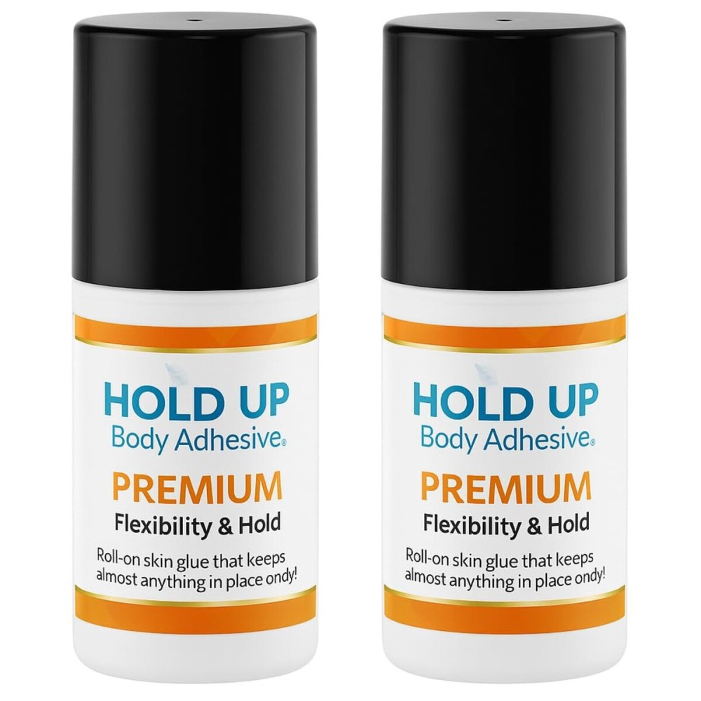 Hold Up Body Adhesive Premium - Body Glue for Dancers Roll On Skin Adhesive for Compression Socks Thigh Highs Costumes Clothing Lingerie Fashion Cosplay - 2 oz Roll On, 2-Pack