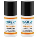 Hold Up Body Adhesive Premium - Body Glue for Dancers Roll On Skin Adhesive for Compression Socks Thigh Highs Costumes Clothing Lingerie Fashion Cosplay - 2 oz Roll On, 2-Pack
