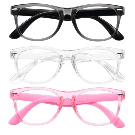 Okany Blue Light Glasses for Kids 3 Pack Blue Light Blocking Glasses for Teen Boys Girls Age 3-10