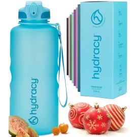 Hydracy 2L Large Water Bottle, Shatterproof, BPA Free Tritan Plastic, Leakproof, Zero Condensation, With Detachable Carry Strap, Spillproof Lid, Convenient Silicon Spout, Ideal for Gym, Yoga