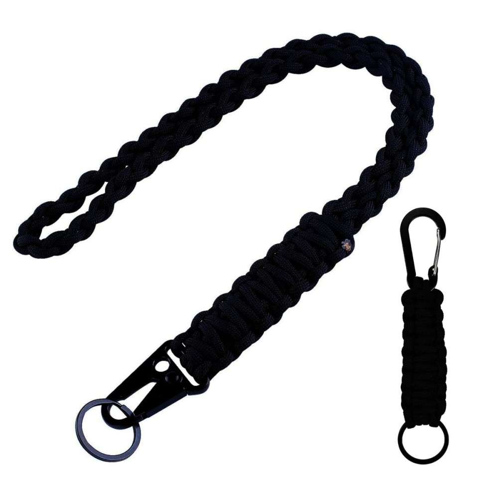 2 Pcs Heavy Duty Braided 550 Paracord Lanyard Keychain Set, Parachute Rope Necklace Keychain with Belt Carabiner Clip for Keys Men Women Hiking, Camping, Outdoor Survival, Camera, Wallet and Whistle