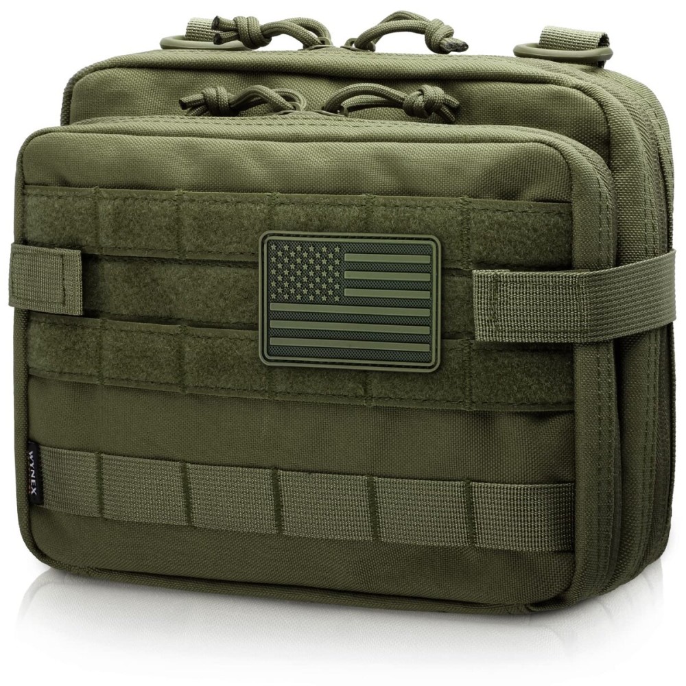 WYNEX Tactical Large Admin Pouch of Double Layer Design, Molle EDC EMT Utility Pouches with Map Sleeve Modular Tool Pouch Large Capacity Flag Patch Included