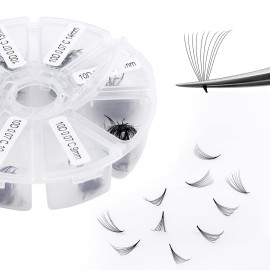 Volume Lash Extensions 10D Premade Fans Eyelash Extensions 500 PCS 0.07mm Thickness 9-16mm Mixed C/D Curl Short Stem Premade Pointed Base Fans by WENDY LASHES (500PCS-10D-0.07-C, 9-16mm Mixed Tray)