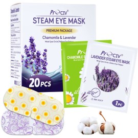 ProCIV 20 Packs Steam Eye Masks, Warming Eye Masks for Dark Circles, Disposable Self-heating Hot Eye Mask Soothing Headache, Dry Eyes, Heating Eye Mask for Stress Eye Fatigue Relief