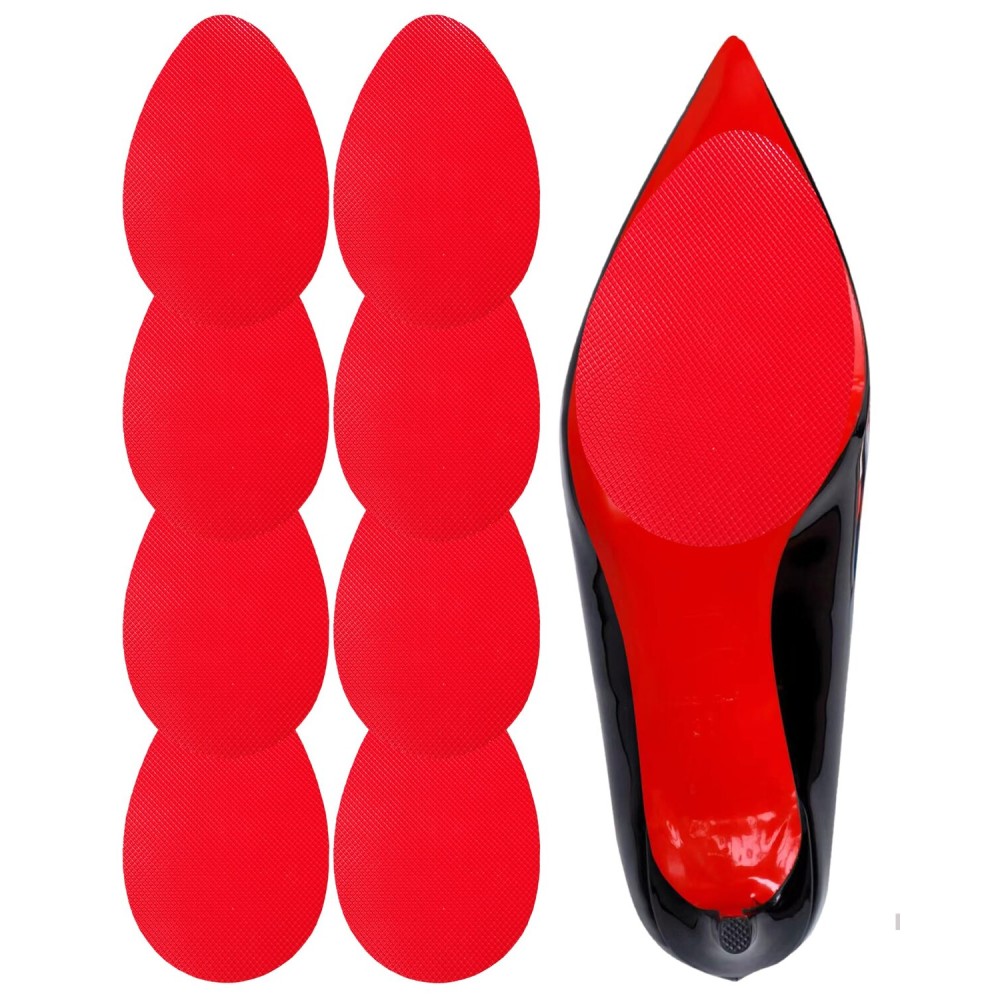 CZBYXA12 Red Bottom Shoe Sole Protector Compatible with Christian Louboutin Heels | Non-Slip Sole Pads for Shoes | Anti-Slip Grips for Shoe Bottom Repair, Protection & Traction(Red, 3.5x2.5 TF 8Pcs)