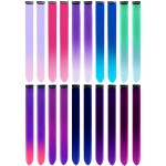 LADYAMZ 20 PCS Colored Hair Extensions, Colorful Party Highlights Clip in Long Straight Synthetic Hair Extensions, Ombre Color Hair Hairpieces for Girl Women Kids Christmas Cosplay Party Gift 22 inch