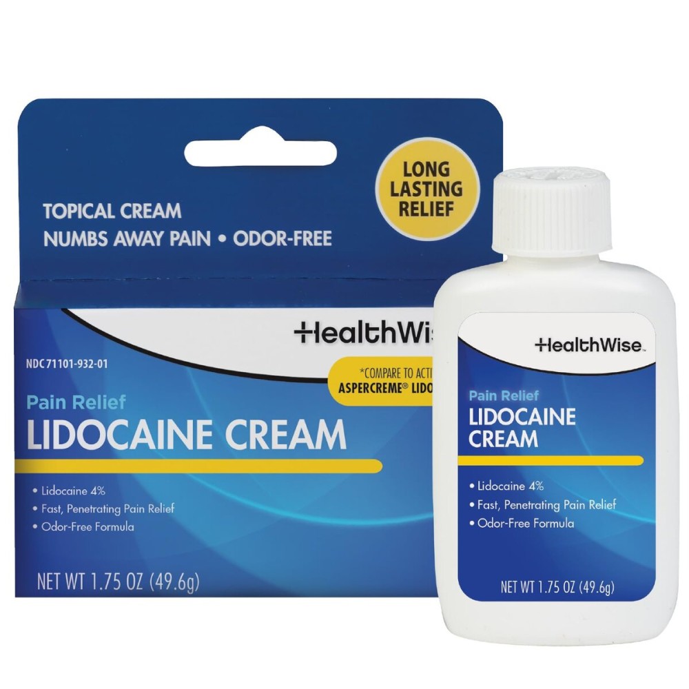 HealthWise Maximum Strength Lidocaine Cream | Numbs Away Pain | Long-Lasting Relief | Non-Greasy | 1.75 Oz