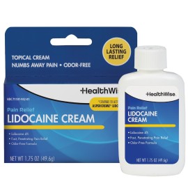 HealthWise Maximum Strength Lidocaine Cream | Numbs Away Pain | Long-Lasting Relief | Non-Greasy | 1.75 Oz