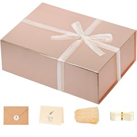 LIFELUM Gift Box for Presents 13.8\'\' x 8\'\' x 4.45\'\' Rose Gold Luxury Gift Box with Magnetic Lid Gift Boxes Contains Card, Ribbon, Shredded Paper Filler Gifts for Women (1Pcs)