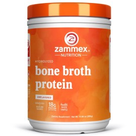 Zammex 100% Grass-Fed Beef Bone Broth Protein Powder, 20G Protein, Hydrolyzed Collagen Peptides Type 1&3, Supports Healthy Skin, Nails, Hair, Joints, Non-GMO, Gluten Free, Paleo & Keto Friendly
