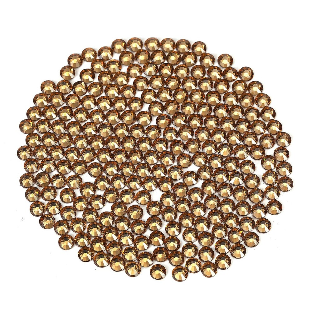 Novani Brown Rhinestones Flatback Rhinestones Glass Nail Gems Stones Jewels Round Gemstones Non-Hotfix Crystal,SS6,1440 Pieces,Topaz