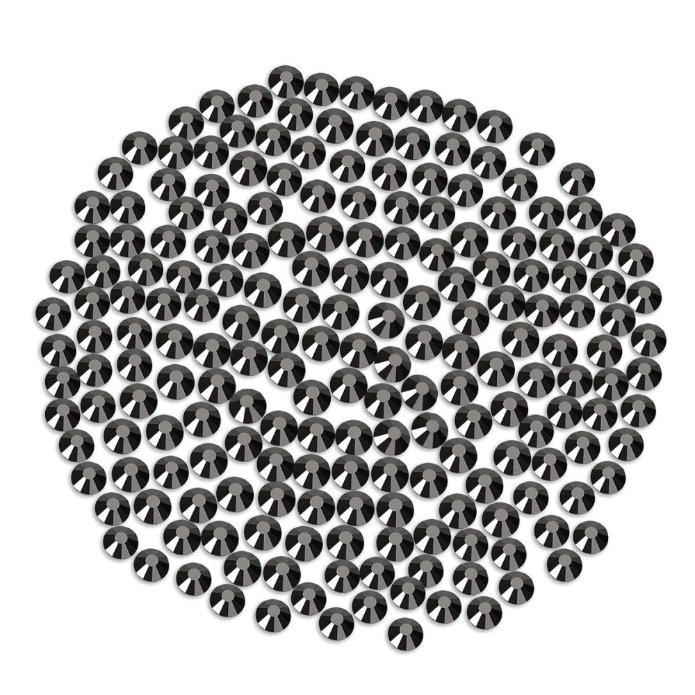 Novani Rhinestones Flatback Rhinestones Glass Gems Stones Jewels Round Gemstones Non-Hotfix Crystal for Nail Crafts,SS12,1440 Pieces,Hematite Black