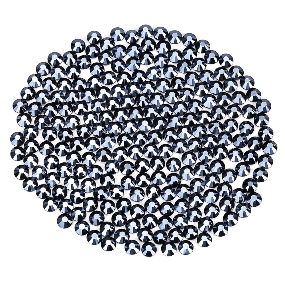 Novani Rhinestones Flatback Rhinestones Glass Gems Stones Jewels Round Gemstones Non-Hotfix Crystal for Crafts,SS16,1440 Pieces,Shiny Black