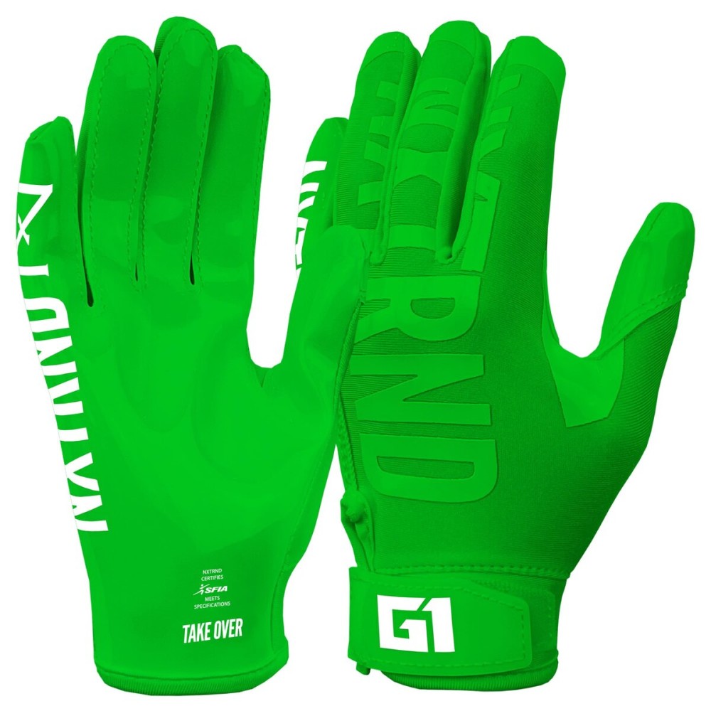 Nxtrnd G1 Youth Football Gloves, Kids Sticky Receiver Gloves (Green, Youth Large)