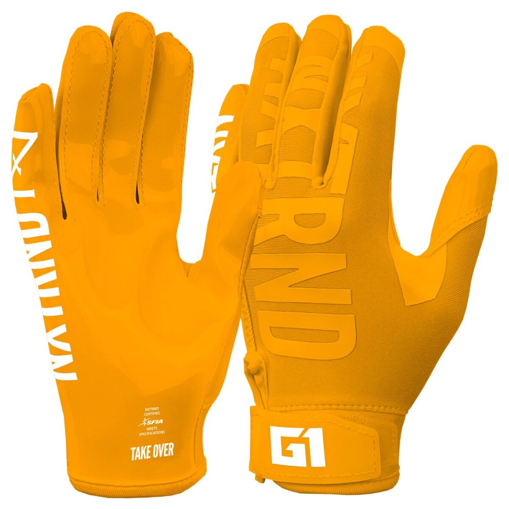 Nxtrnd G1 Youth Football Gloves, Kids Sticky Receiver Gloves (Yellow, Youth Small)