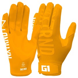 Nxtrnd G1 Youth Football Gloves, Kids Sticky Receiver Gloves (Yellow, Youth Large)