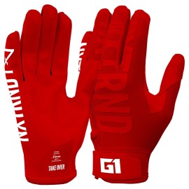 Nxtrnd G1 Youth Football Gloves, Kids Sticky Receiver Gloves (Red, Youth Medium)