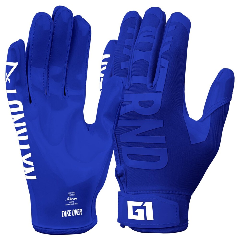 Nxtrnd G1 Youth Football Gloves, Kids Sticky Receiver Gloves (Blue, Youth Medium)