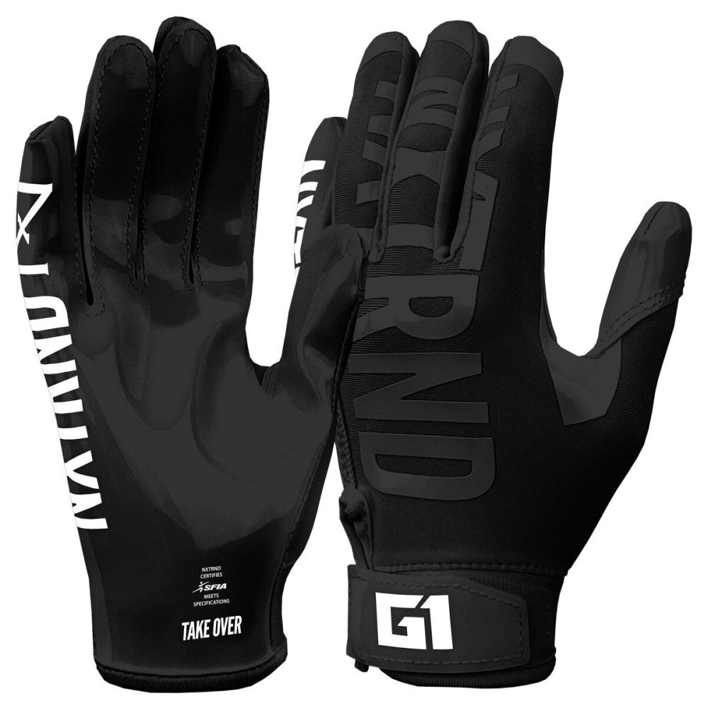 Nxtrnd G1 Youth Football Gloves, Kids Sticky Receiver Gloves (Black, Youth Medium)