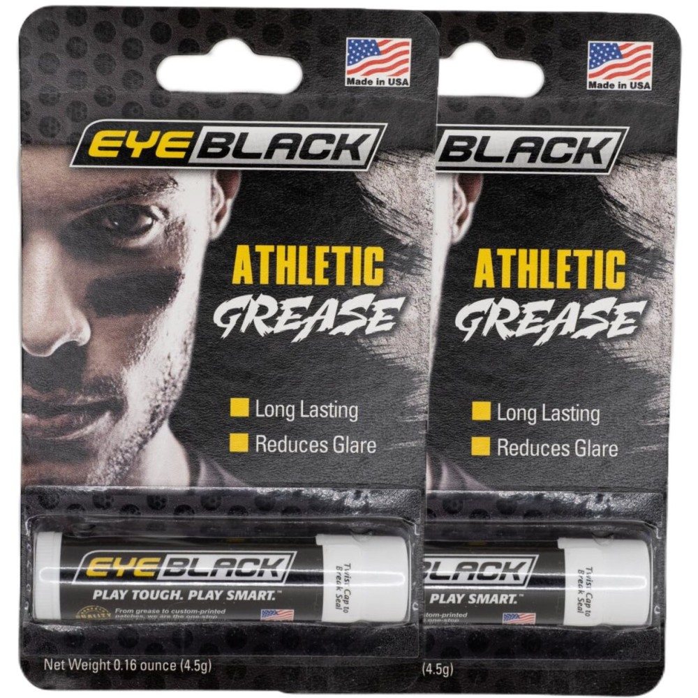 EyeBlack Under Eye Black Grease to Reduce Glare Game Day | Football Softball Baseball Soccer | Worn by The Sports Pros - 2 Sticks (Black)