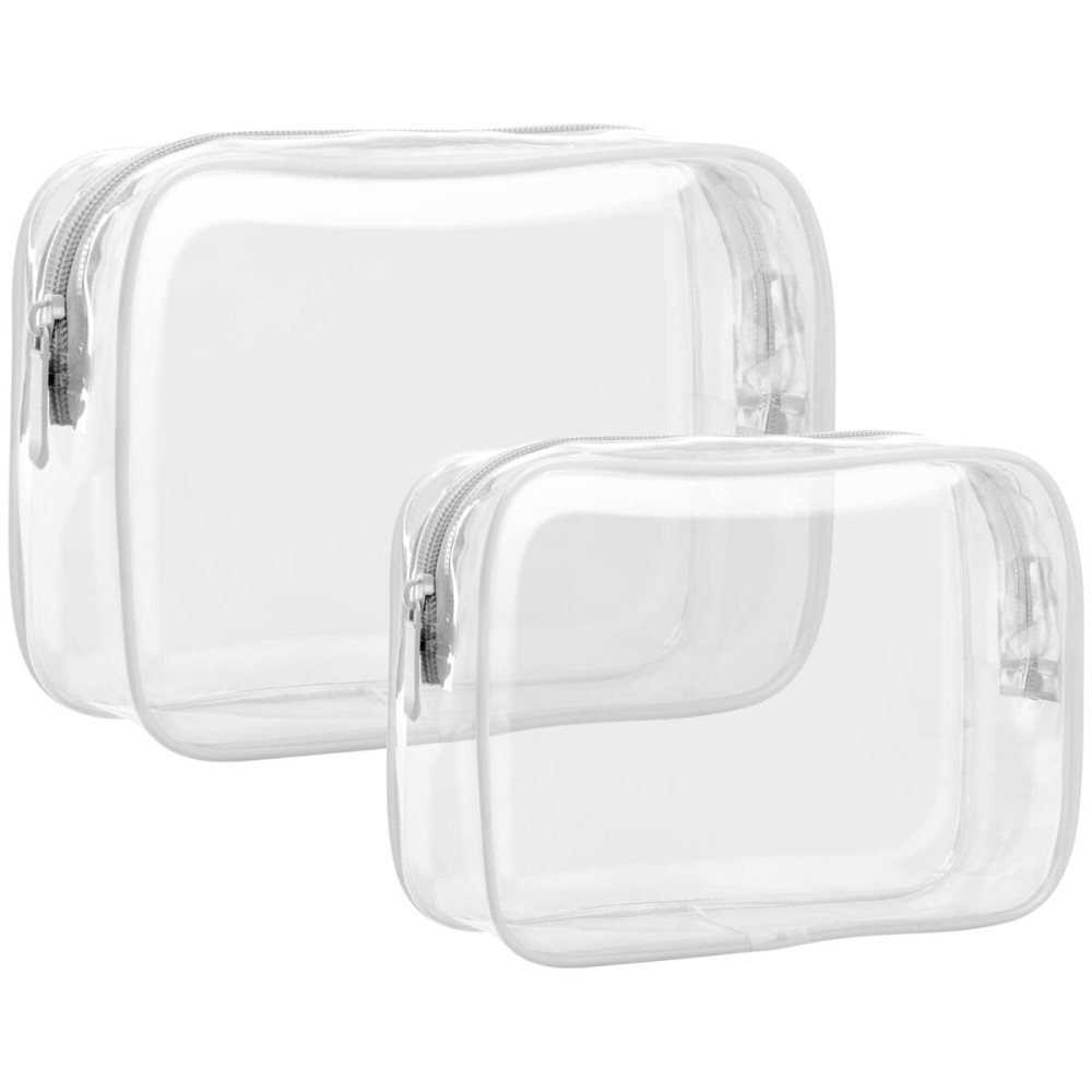F-color TSA Approved Toiletry Bag - 2 Pack Clear Travel Bags for Toiletries, Clear Makeup Bags Toiletry bags Quart Size Travel Bag, Carry on Airport Airline Compliant Bag, White(for age 12 or above)