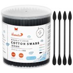 HOMEFOX Green Cotton Swabs Precision Pointed - 200 Count Pointy Organic Cotton Buds Double Side Tightly Wrapped Cotton Tips Paper Stick Soft Gentle Lint-Free Cruelty-Free, Pointy & Round (Green)