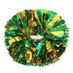Hooshing 2PCS Green and Gold Cheerleading Pom Poms Metallic Cheer Pom Poms with Baton Handle for Sports Dance Team Spirit Party Kids Adults