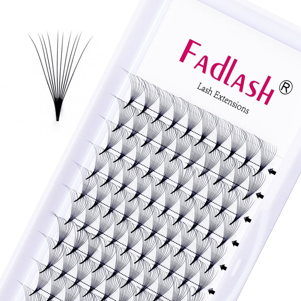 Pre Made Eye Lash Extension Fans 10D Premade Volume Eyelash Extensions 0.07 Thickness D Curly Premade Lash Fans Pointed Base Middle Stem Eyelash Extension (10D-0.07D, 11-19mm)