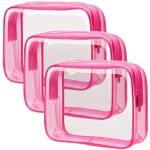 PACKISM Clear Makeup Bags - 3 Pack TSA Approved Clear Travel Bags for Toiletries, Carry on Toiletry Bag TSA Approved Toiletry Bag, Matte Rose Red