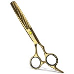 Hair Thinning Scissors Cutting Teeth Shears Professional Barber ULG Hairdressing Texturizing Salon Razor Edge Scissor Japanese Stainless Steel with Detachable Finger Ring 6.5 inch, Gold