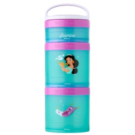 Whiskware Disney Princess Aladdin, Stackable Snack Containers for Kids, 3 Stackable Snack Cups for School or Travel, Backpack and Cupholder Friendly, Jasmine and Magic Carpet