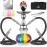 2 Hose Hookah Set 11\'\' Small Shisha Hookah Set With Mini Pumpkin Glass Vase, Ceramic Bowl, Leather Hose, Coal Tong, Hookah Foil, Disposable Tips (rainbow)