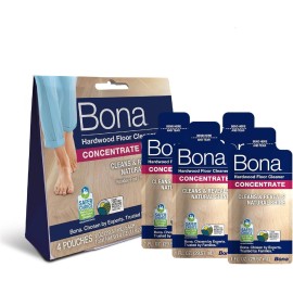 Bona Hardwood Floor Cleaner Concentrate - 1 fl oz - 4-Pack - Residue-Free Floor Cleaning Solution for Bona Spray Mop and Spray Bottle Refill - For Wood Floors