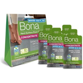 Bona Multi-Surface Floor Cleaner Concentrate - 1 fl oz - 4-Pack - Residue-Free Floor Cleaning Solution for Bona Spray Mop and Spray Bottle Refill - For Stone, Tile, Laminate, and Vinyl Floors