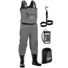 Foxelli Chest Waders, Waterproof 4mm Neoprene Hunting & Fishing Waders for Men & Women with Boots