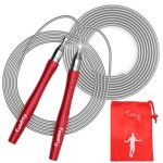 High Speed Weighted Jump Rope - Premium Quality Tangle-Free - Self-Locking Screw-Free Design - Skipping Rope for Workout Fitness, Crossfit & Home Exercises (Red)
