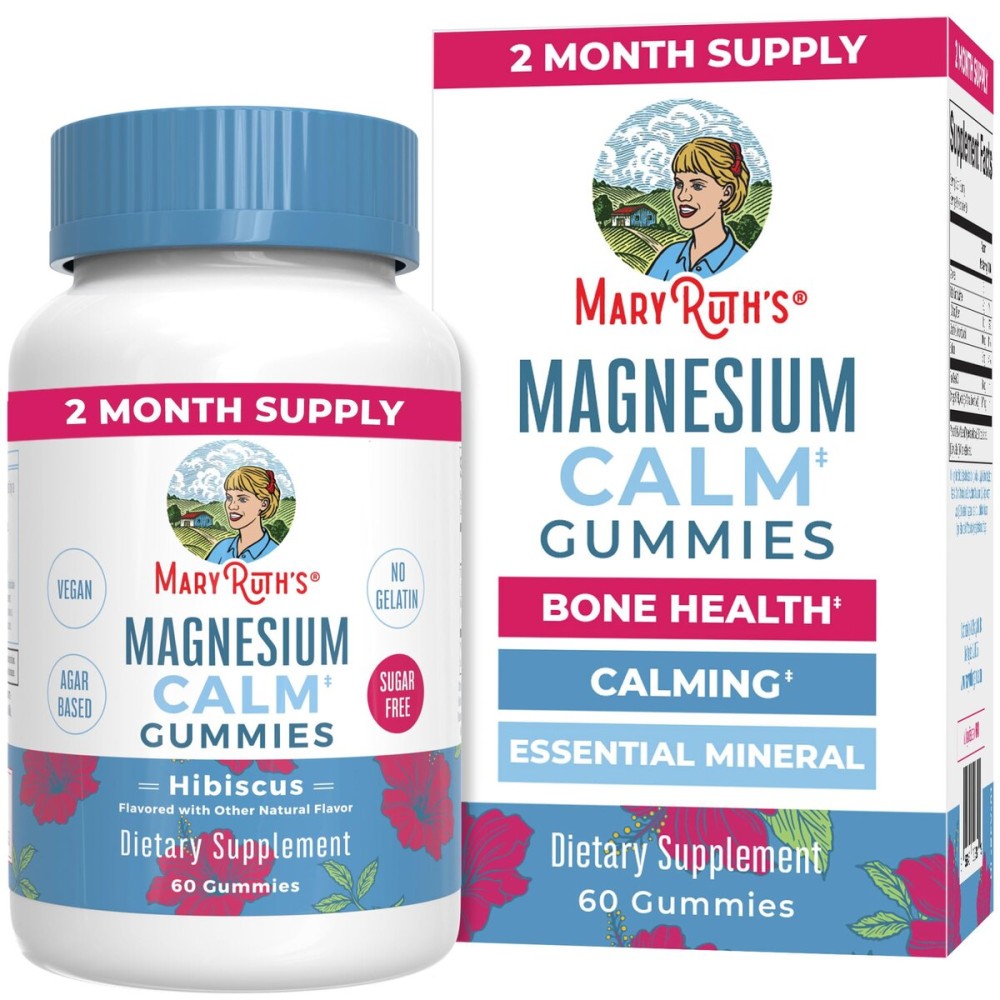MaryRuth Organics Calm Magnesium Citrate Gummies | 2 Month Supply | Sugar Free | Magnesium Supplement for Adults | Stress Relief | Bone Health | Vegan | 60 Count