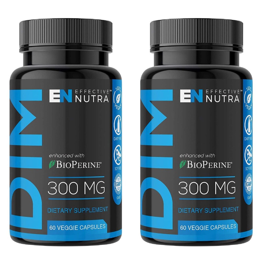 EFFECTIVE NUTRA Dim Supplement 300mg with BioPerine - Extra Strength Estrogen Blocker for Men & Women - Hormone & Metabolism Support - 4 Month Supply
