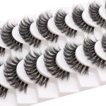 Veleasha Russian Strip Lashes with Clear Band Looks Like Eyelash Extensions D Curl Lash Strips 10 Pairs Pack (DT03)
