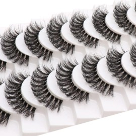 Veleasha Russian Strip Lashes with Clear Band Looks Like Eyelash Extensions D Curl Lash Strips 10 Pairs Pack (DT03)