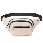 DAITET Fanny Pack Cream White for Men & Women, Large Crossbody Waist Bag & Hip Bum Bag with Adjustable Strap for Outdoors, Workout, Traveling, Casual, Running, Hiking, Cycling