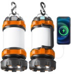 Camping Lantern Rechargeable , Alpswolf Camping Flashlight 4000 Capacity, 6 Modes, IPX4 Waterproof, Led Lantern for Camping, Hiking, Outdoor Recreations Orange 2 Pack