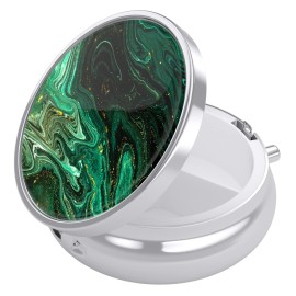 Nipichsha Pill Box, Small Pill Case for Purse & Pocket, Cute Travel Medicine Organizer, Portable Medicine Container Holder to Hold Vitamins, Medication, Fish Oil & Supplement, Green Ocean Marble