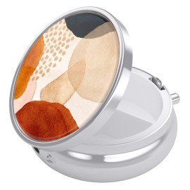 Nipichsha Pill Box, Small Pill Case for Purse & Pocket, Cute Travel Medicine Organizer, Portable Medicine Container Holder to Hold Vitamins, Medication, Fish Oil & Supplement, Simple Abstract Art