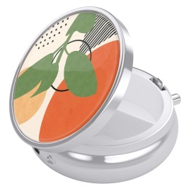 Nipichsha Pill Box, Small Pill Case for Purse & Pocket, Cute Travel Medicine Organizer, Portable Medicine Container Holder to Hold Vitamins, Medication, Fish Oil & Supplement, Tropical Plants