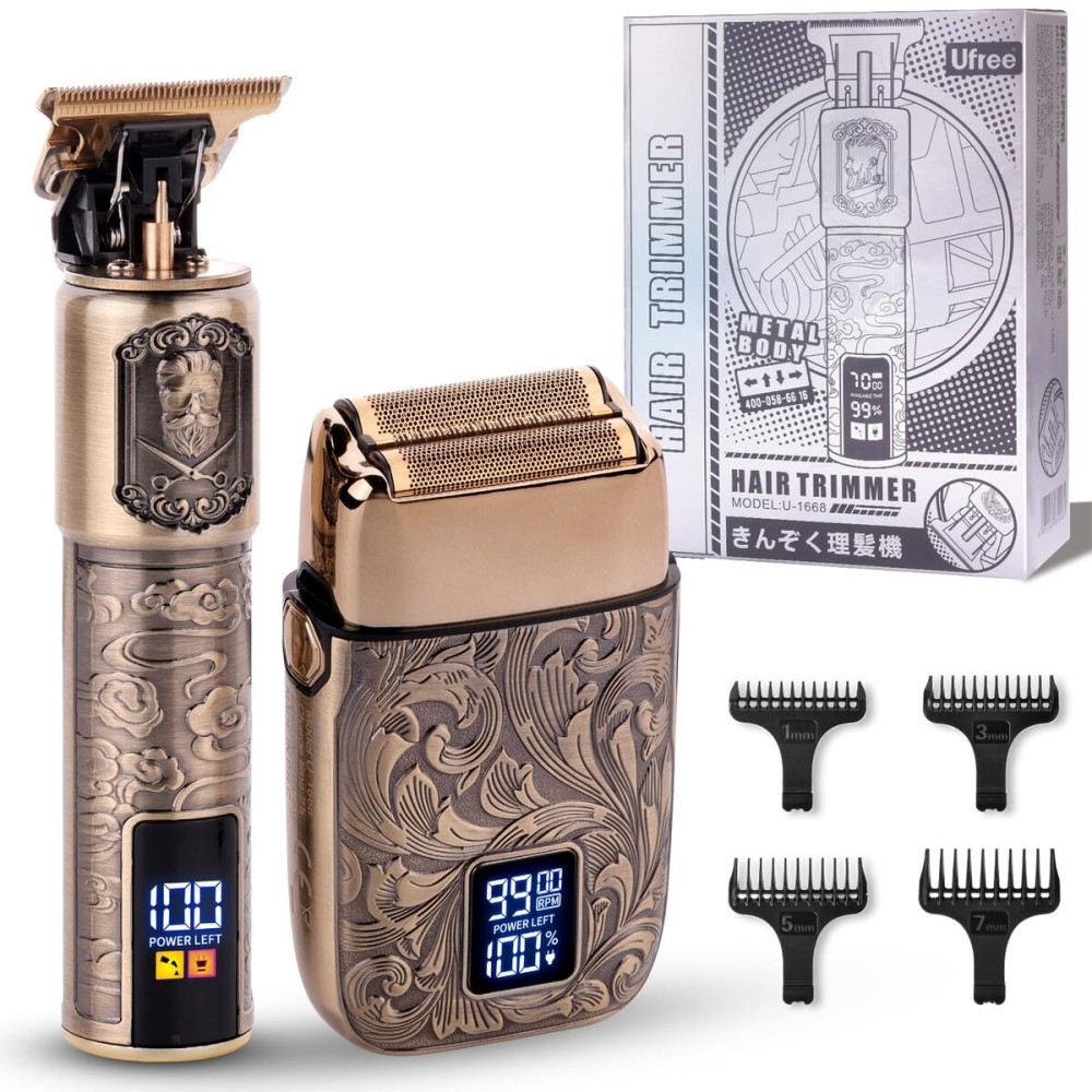 Ufree Foil Shavers Electric Razor for Men, Beard Trimmer Grooming Shaving Kit, Hair Trimmer, Cordless Head Shavers for Bald Men Barber Clippers, Birthday Gifts for Him